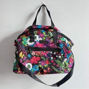 Vera Bradley | Lighten Up Large Travel Duffel Bag Field Flowers Black & Colorful